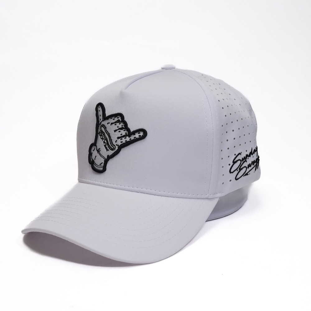 Sunday Swagger Snapback Hat Men OSFM White Shaka Logo Golf Perforated Cap